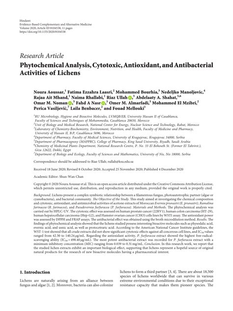 Antioxidant and cytotoxic activities and phytochemical .